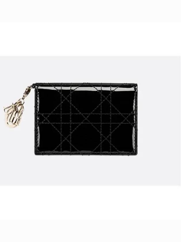 Lady Cannage Patent Calfskin Flap Card Wallet Black - DIOR - BALAAN 4