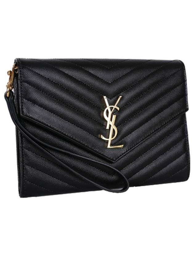 Grain De Poudre Cassandre Clutch Bag Black - SAINT LAURENT - BALAAN 3