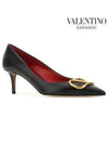 V Logo Signature Smooth Leather Pumps Heels Black - VALENTINO - BALAAN 4