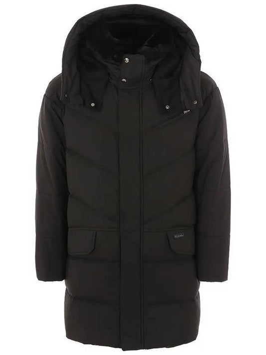 23FW UW1538 BLACK fur collar down black long padded jacket - KITON - BALAAN 2