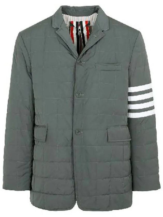 4 Bar Poly Twill Padding Blazer Jacket Grey - THOM BROWNE - BALAAN 2