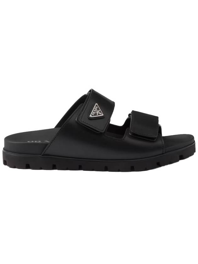 Strap Leather Sandals Black - PRADA - BALAAN 2