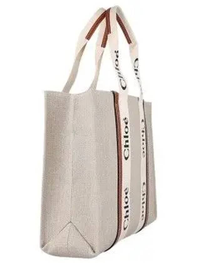 Woody Large Tote Bag White Brown Beige - CHLOE - BALAAN 3