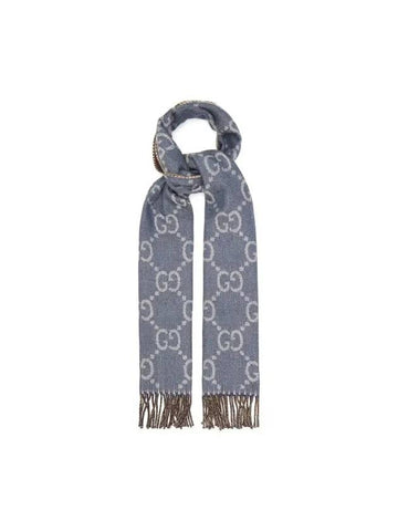 GG Jacquard Tassel Wool Muffler Navy - GUCCI - BALAAN 1