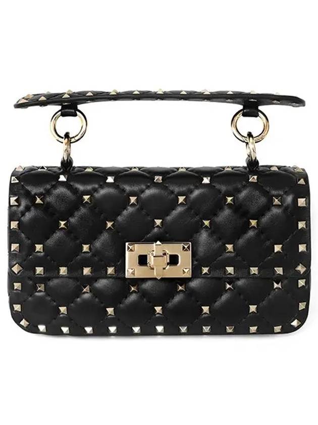 Small Nappa Rockstud Spike Shoulder Bag Black - VALENTINO - BALAAN 2