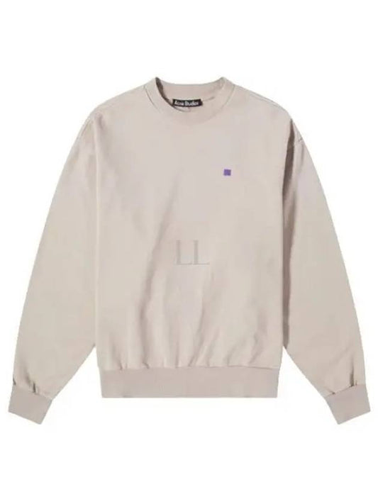 Face Logo Patch Crew Neck Sweatshirt Dusty Beige - ACNE STUDIOS - BALAAN 2