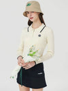 Rayon collar neck half zip-up ribbed knit IVORY - MONBIRDIE GOLF - BALAAN 9