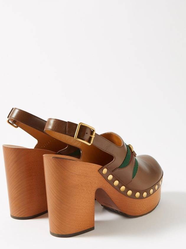 Horsebit Sandals Heel Brown - GUCCI - BALAAN 3