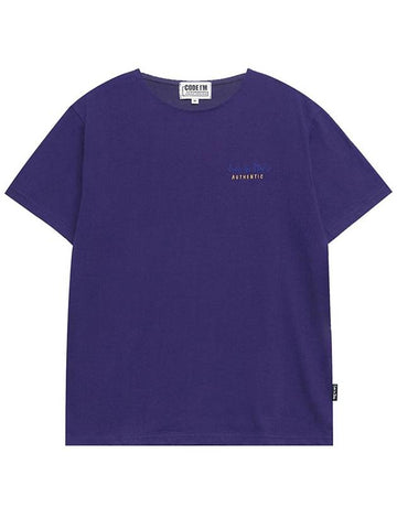 20 count single authentic logo embroidery regular fit boat neck unisex short sleeve tshirt purple - CODE I'M - BALAAN 1