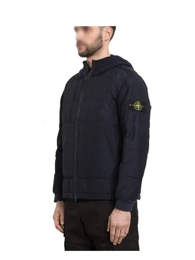 Wappen Patch Quilted Cupro Cotton Zip Up Hoodie Navy - STONE ISLAND - BALAAN 4