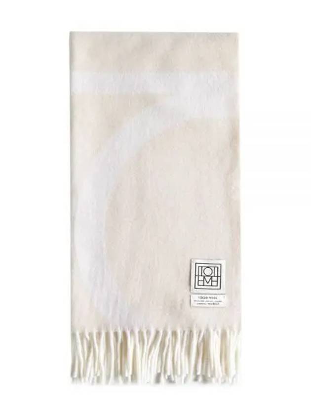 Logo Wool Scarf Cream - TOTEME - BALAAN.