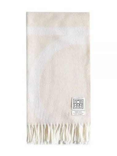 Monogram Logo Patch Jacquard Wool Muffler Cream - TOTEME - BALAAN 1