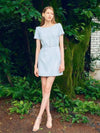 SERENA Half sleeve Boat neck Tweed Mini dress sky blue - AME - BALAAN 3