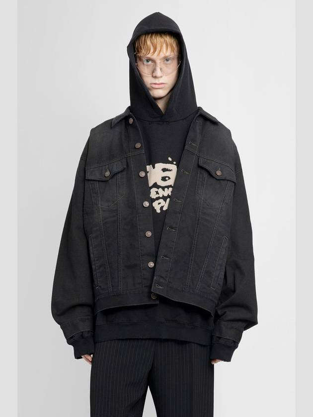 Political Campaign Logo Oversized Denim Jacket Black - BALENCIAGA - BALAAN 5