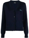 Bee Logo V-neck Cardigan Blue - A.P.C. - BALAAN 2