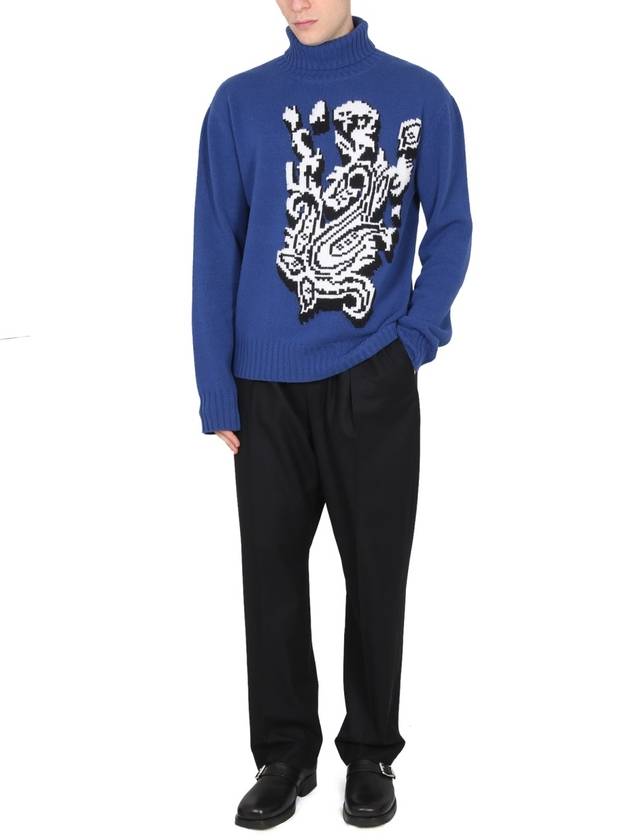 Paisley Jacquard Wool Turtleneck Blue - ETRO - BALAAN 3