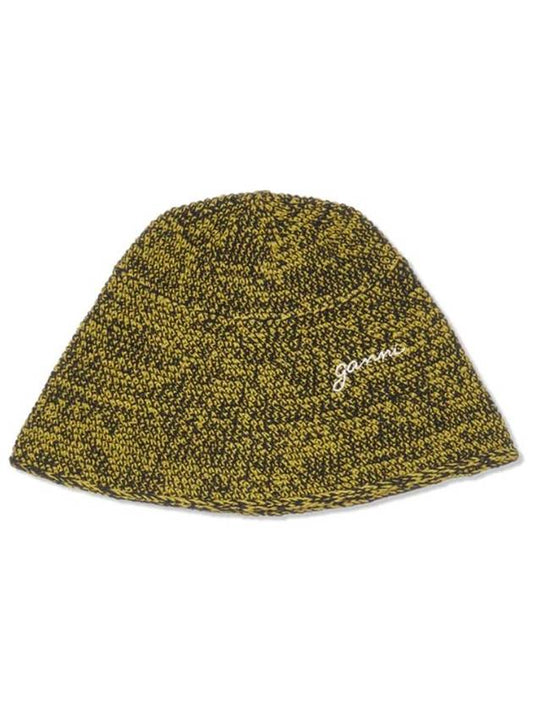 Embroidered Logo Chunky Knit Bucket Hat Green - GANNI - BALAAN 2