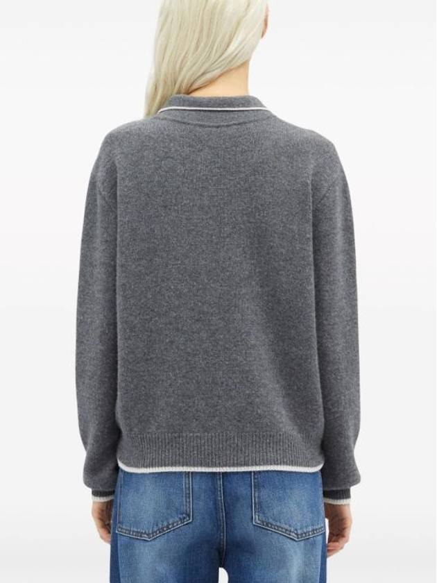 Cashmere Blend Polo Knit Top Grey - MSGM - BALAAN 5