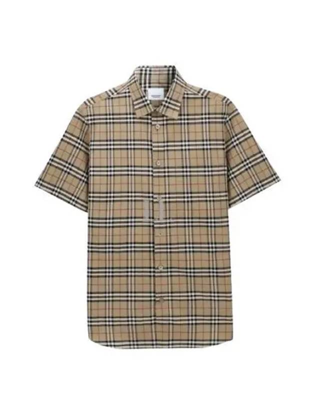 Small Scale Check Stretch Short Sleeve Shirt Archive Beige - BURBERRY - BALAAN 2