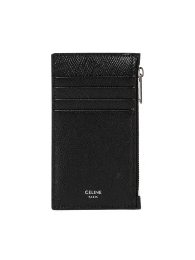 Grain Compact Zipper Card Wallet Black 10B683BEL 38SI - CELINE - BALAAN 3