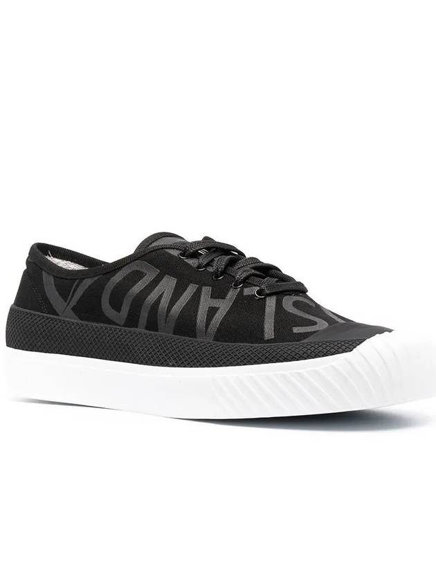 Logo Canvas Deck Low Top Sneakers Black - STONE ISLAND - BALAAN 3