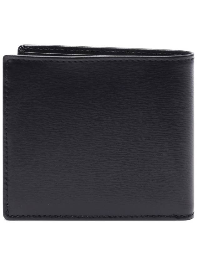 Men's Logo Plaque Leather Half Wallet Black - TOD'S - BALAAN 5