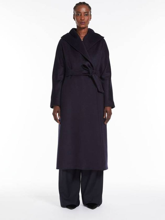 Bdanton Belted Wool Single Coat Navy - MAX MARA - BALAAN 2