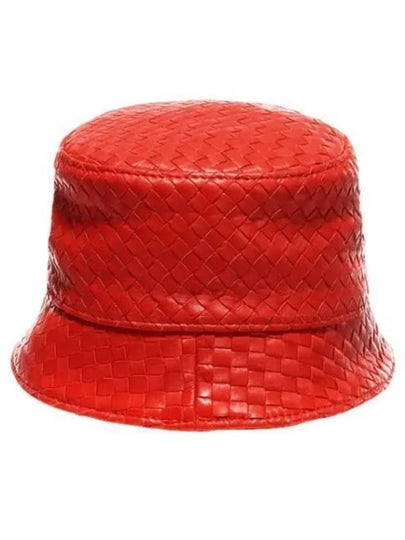 Intrecciato Leather Bucket Hat Red - BOTTEGA VENETA - BALAAN 2