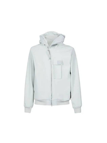 Logo Patch Asymmetric Zip-Up Hoodie Light Grey - CP COMPANY - BALAAN 1