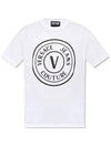 Jin Logo Emblem White Short Sleeve TShirt 72GAHT20 003 E553 - VERSACE - BALAAN 3