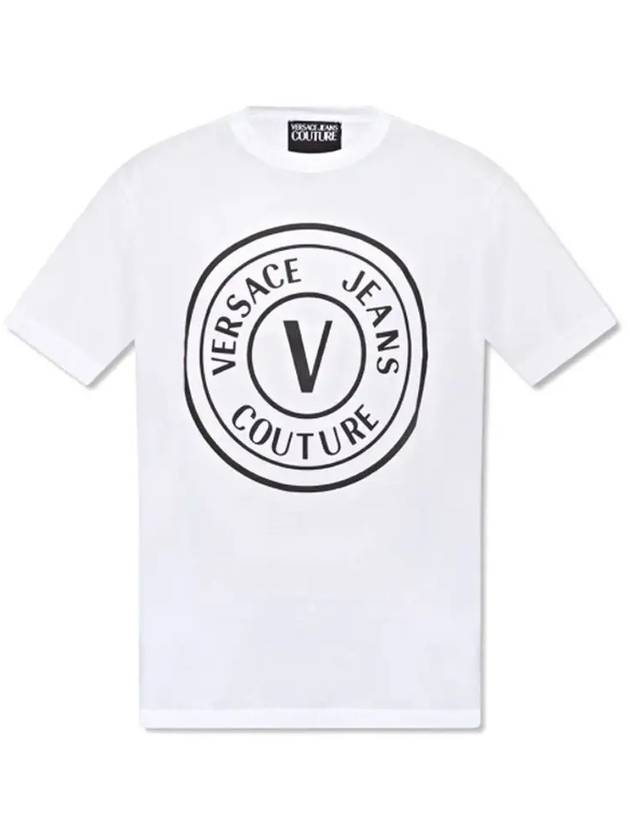 Jin Logo Emblem White Short Sleeve TShirt 72GAHT20 003 E553 - VERSACE - BALAAN 3