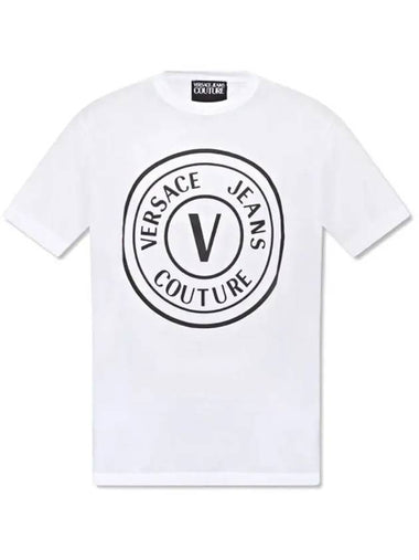 Jin Logo Emblem White Short Sleeve TShirt 72GAHT20 003 E553 - VERSACE - BALAAN 1