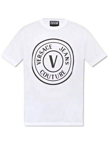 Jin Logo Emblem White Short Sleeve TShirt 72GAHT20 003 E553 - VERSACE - BALAAN 1