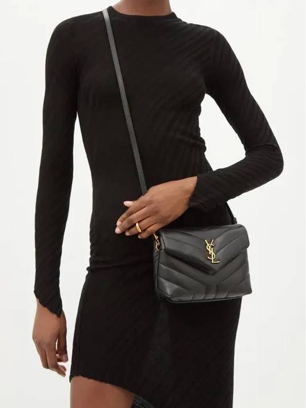 Loulou Toy Matelasse Shoulder Bag Black - SAINT LAURENT - BALAAN 3