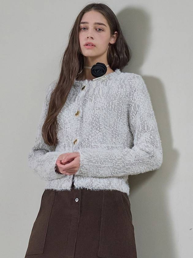 Tweed round cardigan gray - MITTE - BALAAN 4