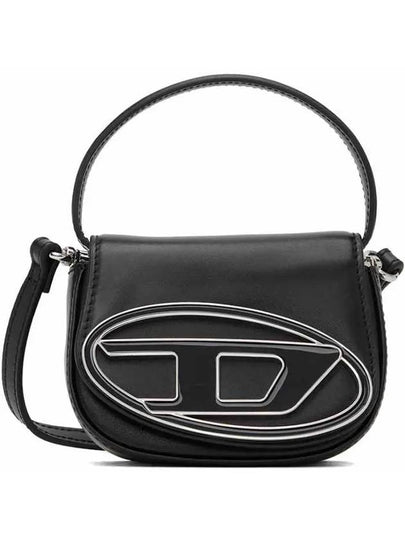 1DR Round Logo Leather Mini Shoulder Bag Black - DIESEL - BALAAN 2