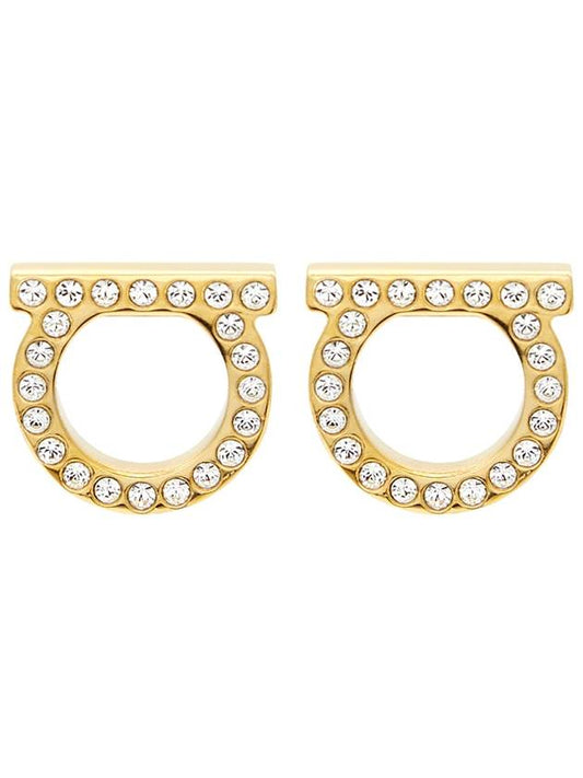 Gancini Crystal Large Earrings Gold - SALVATORE FERRAGAMO - BALAAN 2