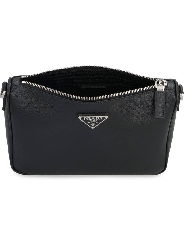 triangle logo leather shoulder bag black - PRADA - BALAAN 7