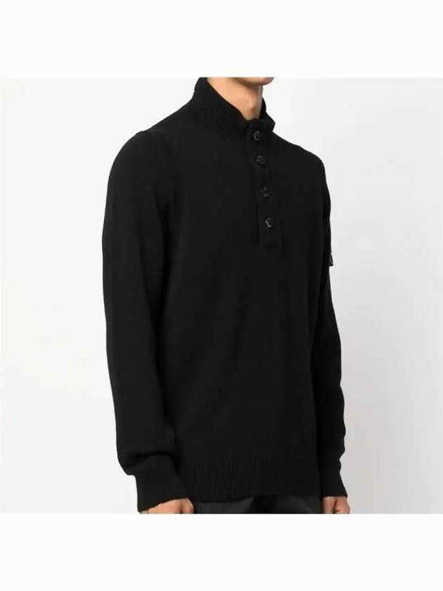 Wappen Patch Button Knit Top Black - STONE ISLAND - BALAAN 3