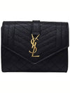 Monogram Envelope Compact Tri-Fold Matelasse Halfwallet Black - SAINT LAURENT - BALAAN 4