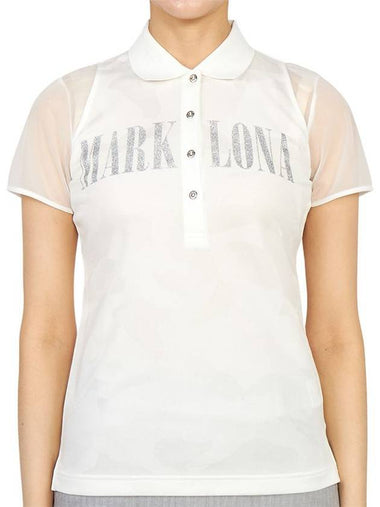 Golf Gauge Jacquard MLW 3A AP05 WHITE Women s Collar Short Sleeve T Shirt Regular Fit - MARK & LONA - BALAAN 1