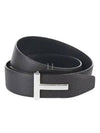 Sliver Soft Grain Leather T Icon Belt Brown Black - TOM FORD - BALAAN 2