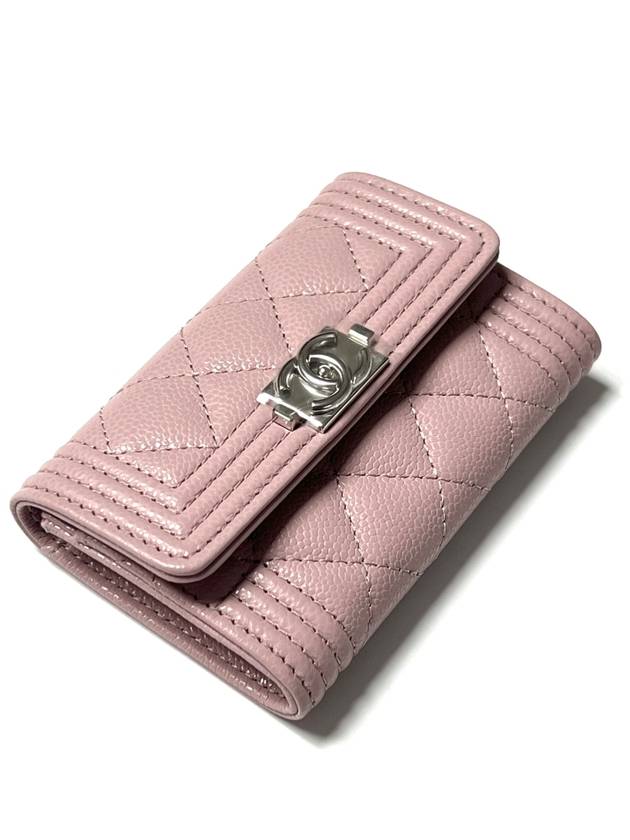 Boy Silver Caviar Card Wallet Pink - CHANEL - BALAAN 6