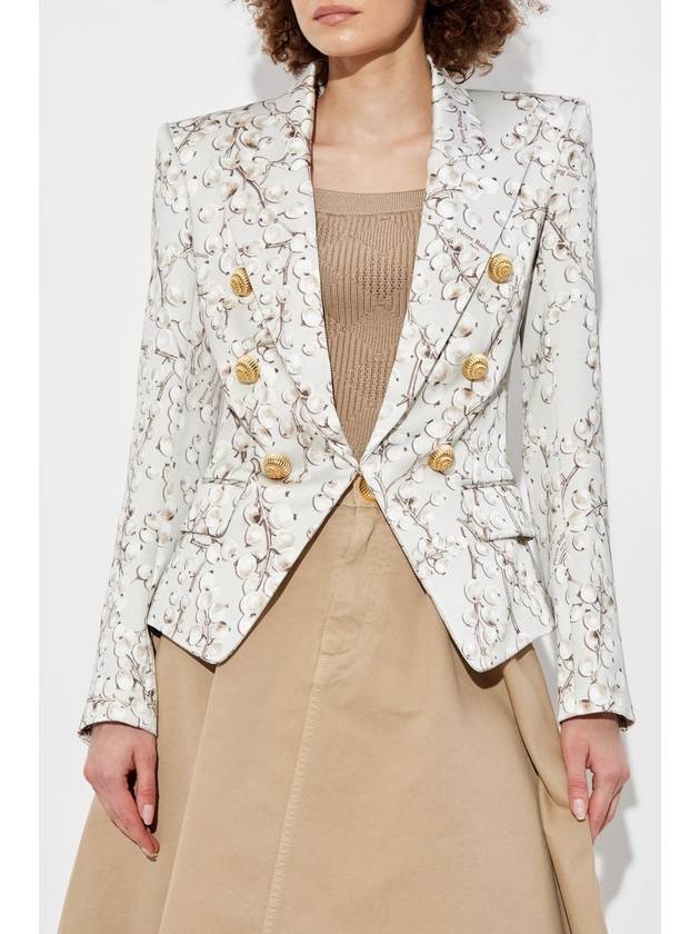 Balmain Satin Blazer With Print, Women's, Grey - BALMAIN - BALAAN 3