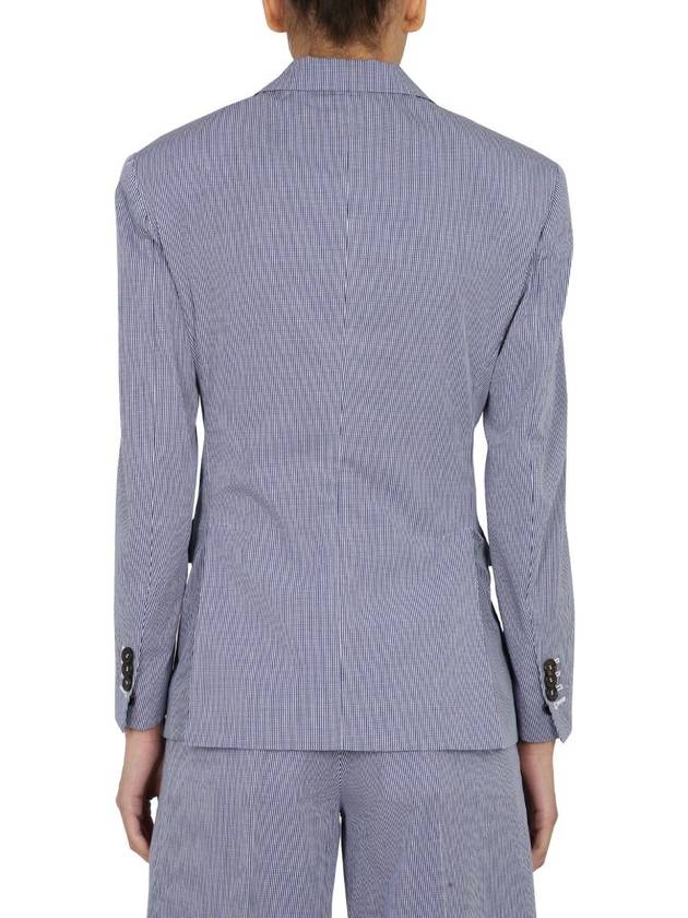 Women's Gingham Cotton Single Jacket Blue - DSQUARED2 - BALAAN 4