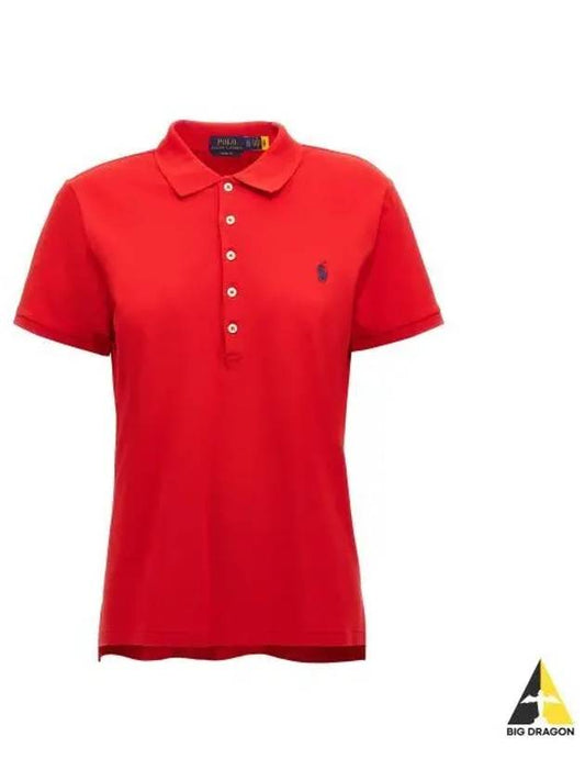 Julie Logo Embroidered Cotton Polo Shirt Red - POLO RALPH LAUREN - BALAAN 2