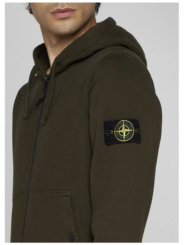 Wappen Patch Cotton Zip Up Hoodie Olive - STONE ISLAND - BALAAN 5