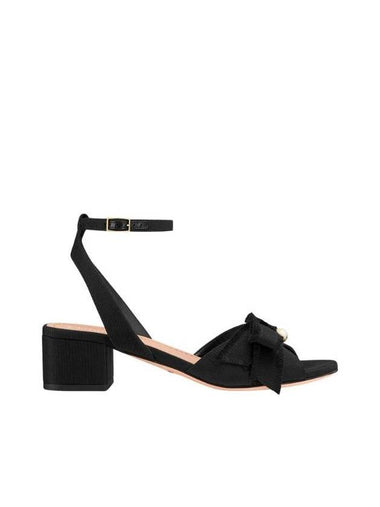 Adiorable Fringe Grosgrain Sandal Heels Black - DIOR - BALAAN 1