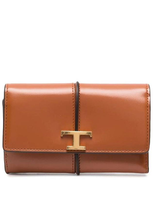 T Timeless Leather Medium Wallet Brown - TOD'S - BALAAN 1