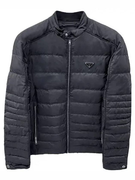 Triangle Logo Down Biker Padded Jacket Black - PRADA - BALAAN 2